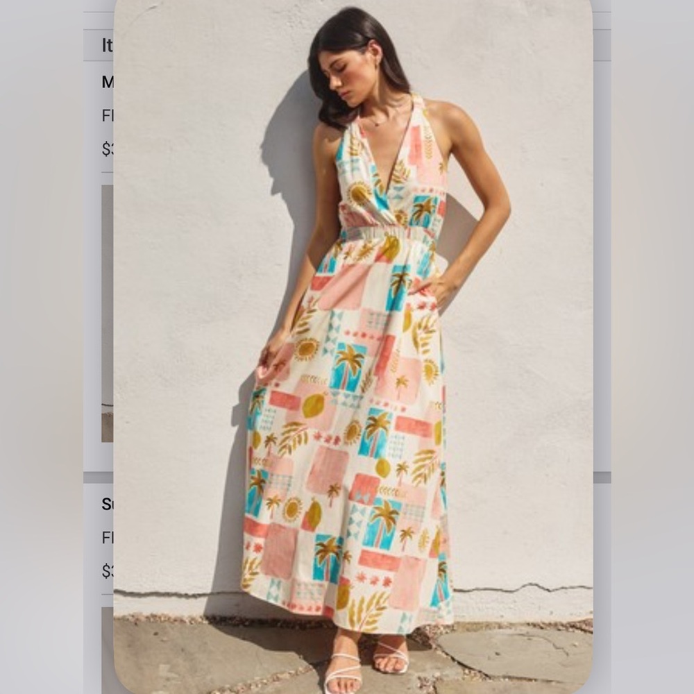 Moroccan Halter Vneck Dress